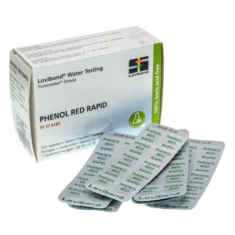Boîte réactifs RED PHENOL RAPID pour pooltester (trousse manuelle), 250 un. Lovibond