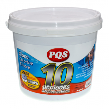 Chlore en galets bi-couche 10 fonctions 5 kgs. PQS