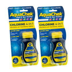 Confezione 2 strisce analitiche Aquachek Yellow per cloro, pH, alcalinità e acido cianurico.