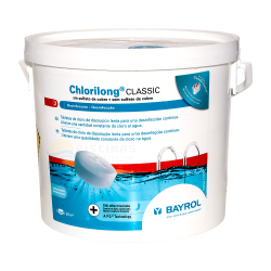 Chlorilong Classic, chlorine Bayrol tablets, five kilos. This is for you.